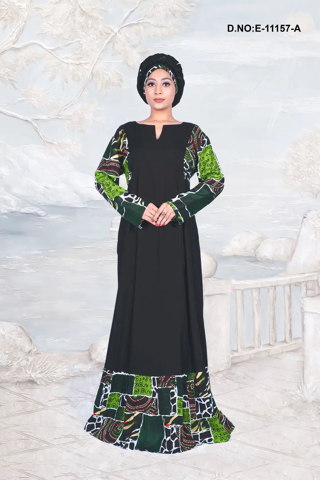 Kaftan with Printed Sleeves and Hem Accent - غاجي والا إكسبورت Gajiwala Export