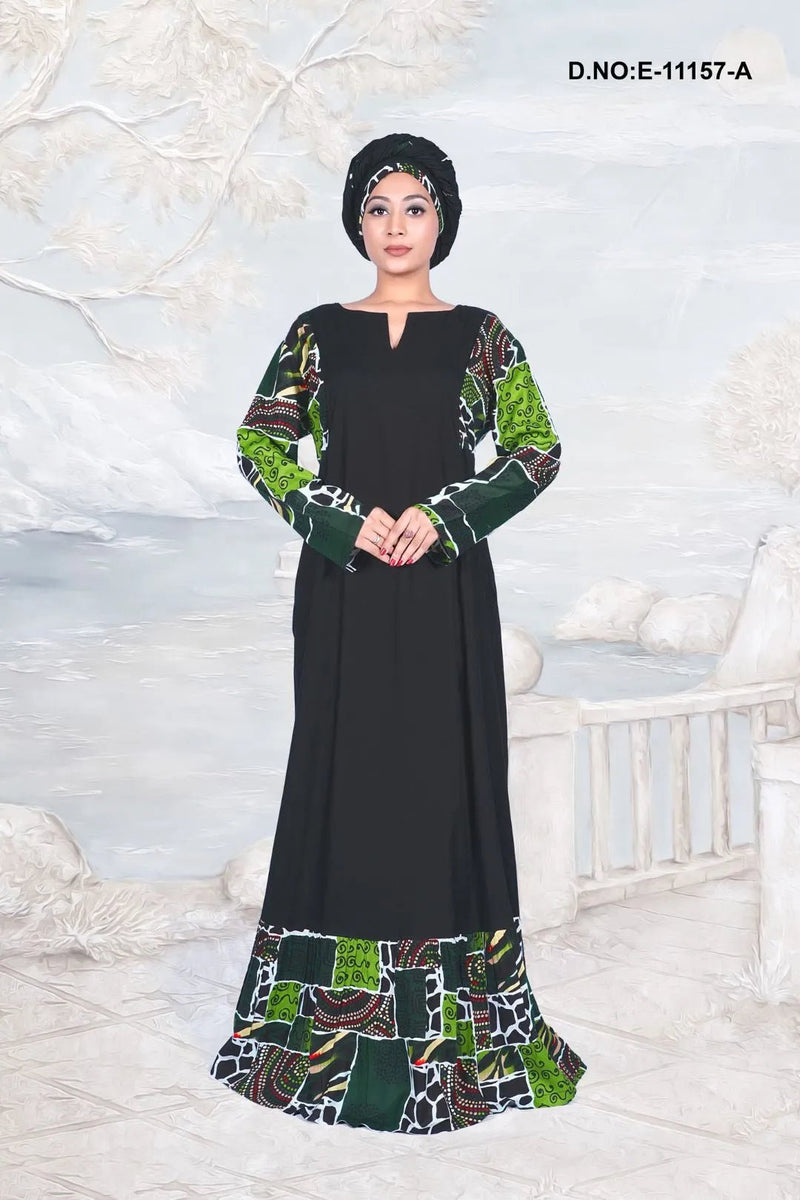 Kaftan with Printed Sleeves and Hem Accent - غاجي والا إكسبورت Gajiwala Export