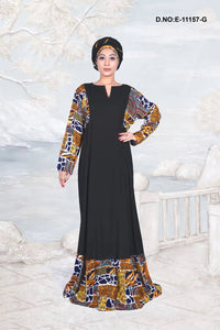 Kaftan with Printed Sleeves and Hem Accent - غاجي والا إكسبورت Gajiwala Export