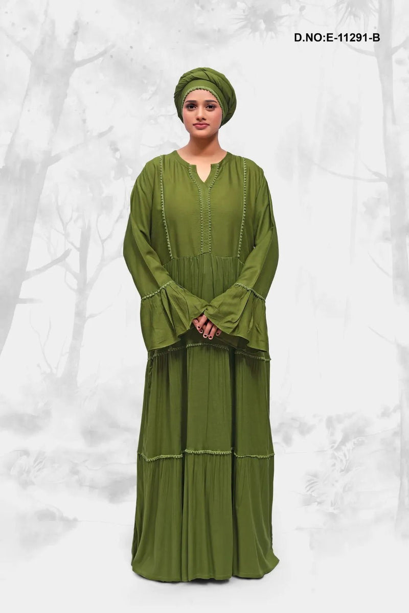 Kaftan with Tiered Ruffles and Bell Sleeves - غاجي والا إكسبورت Gajiwala Export