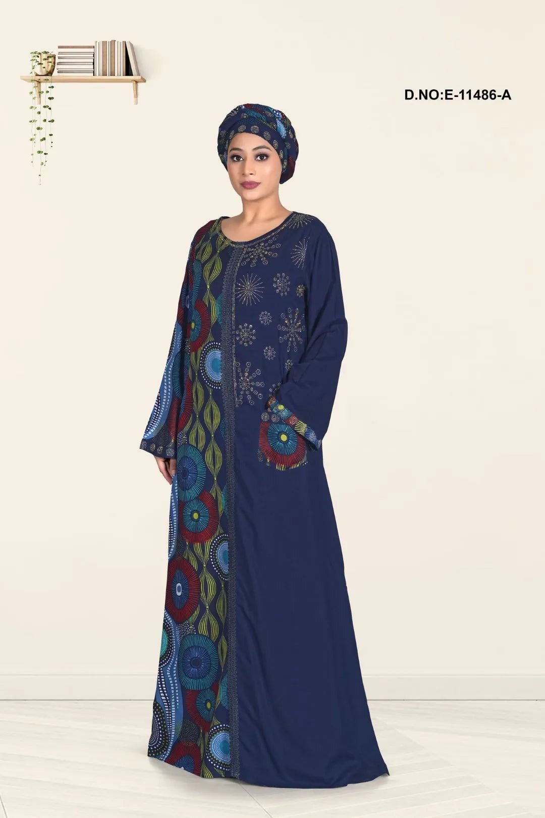 Kaftan with Vibrant Global Print Panel and Gilded Yoke - غاجي والا إكسبورت Gajiwala Export