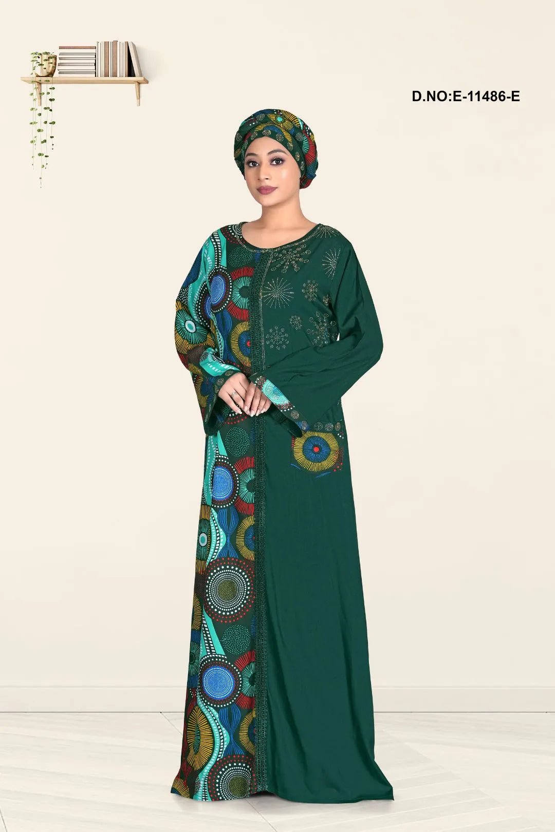 Kaftan with Vibrant Global Print Panel and Gilded Yoke - غاجي والا إكسبورت Gajiwala Export