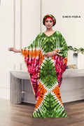 Kaftan with Vibrant Tie - Dye and Gold Trim - غاجي والا إكسبورت Gajiwala Export