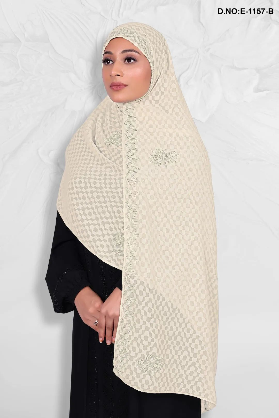 Labyrinth Geometric Dupatta with Crystal Border - غاجي والا إكسبورت Gajiwala Export