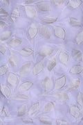 Lavender printed Brasso Fabric with Silver Leaf Motif - غاجي والا إكسبورت Gajiwala Export