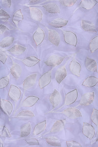Lavender printed Brasso Fabric with Silver Leaf Motif - غاجي والا إكسبورت Gajiwala Export