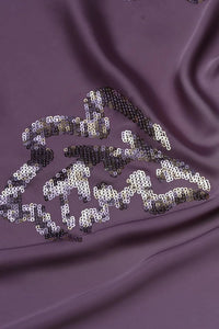 Lilac Abstract Spengle Embroidery Patchwork Fabric - غاجي والا إكسبورت Gajiwala Export