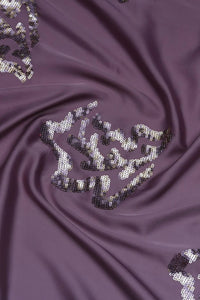 Lilac Abstract Spengle Embroidery Patchwork Fabric - غاجي والا إكسبورت Gajiwala Export