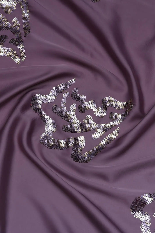 Lilac Abstract Spengle Embroidery Patchwork Fabric - غاجي والا إكسبورت Gajiwala Export