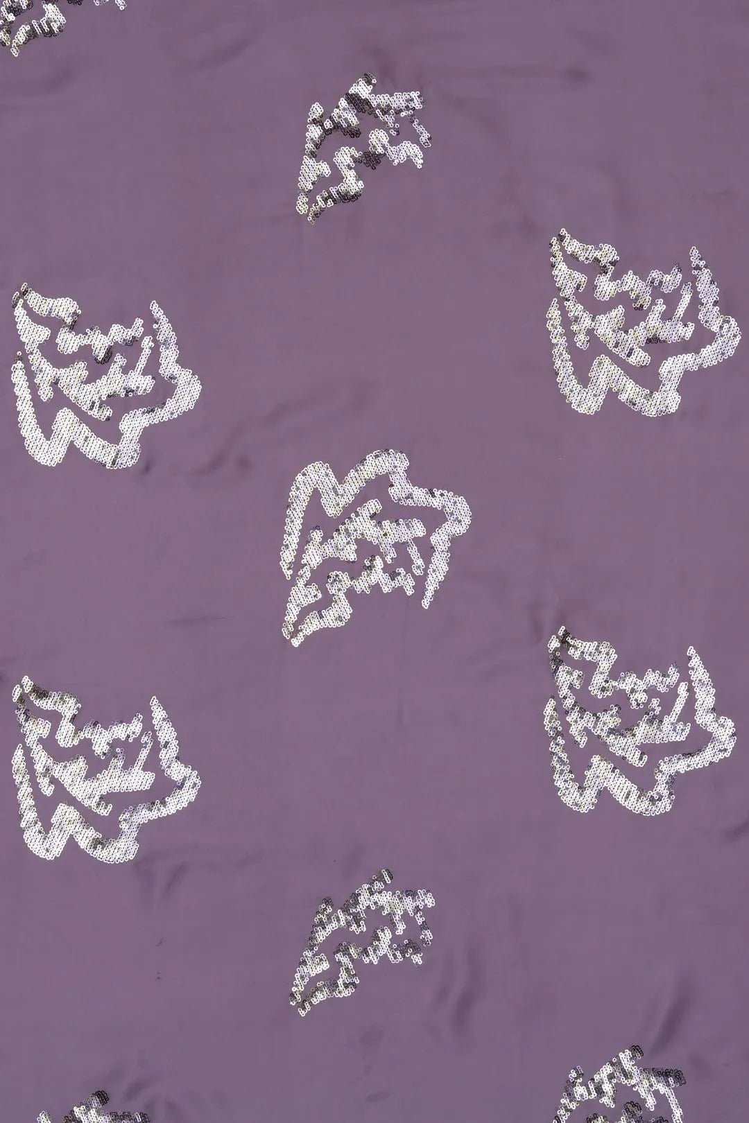 Lilac Abstract Spengle Embroidery Patchwork Fabric - غاجي والا إكسبورت Gajiwala Export