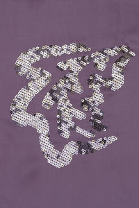 Lilac Abstract Spengle Embroidery Patchwork Fabric - غاجي والا إكسبورت Gajiwala Export