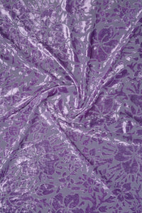 Lilac Burnout Velvet Floral Mesh fabric- غاجي والا إكسبورت Gajiwala Export