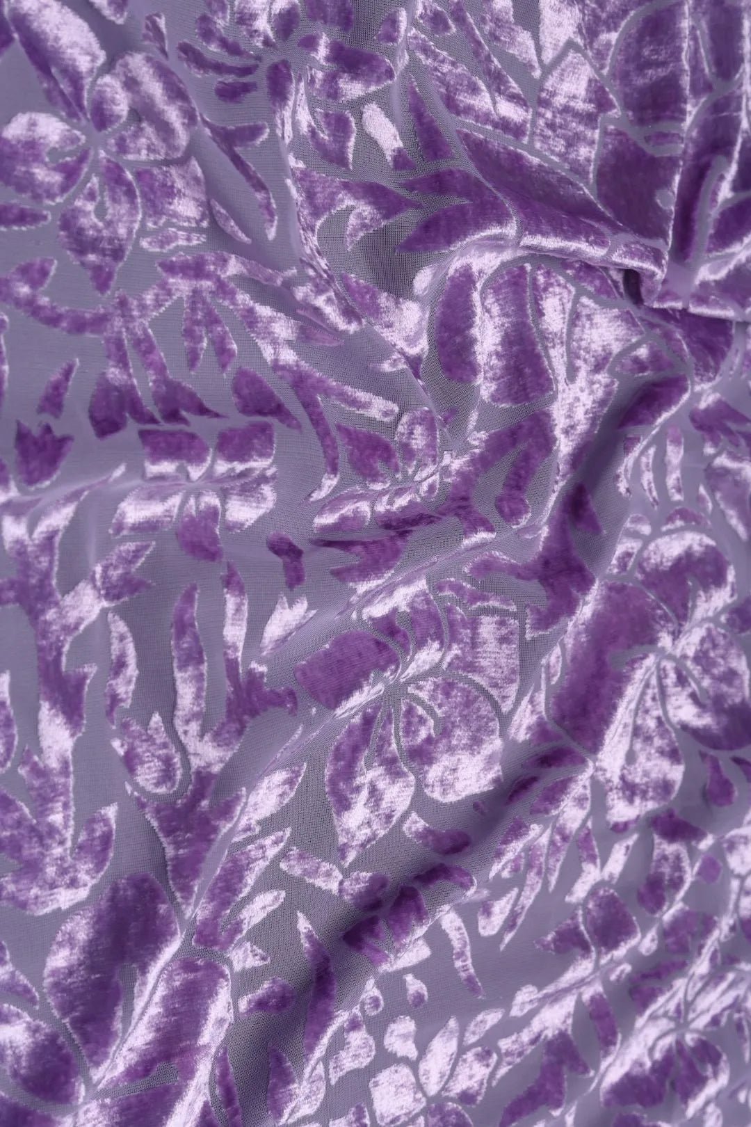 Lilac Burnout Velvet Floral Mesh fabric - غاجي والا إكسبورت Gajiwala Export