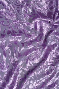 Lilac Burnout Velvet Floral Mesh fabric - غاجي والا إكسبورت Gajiwala Export