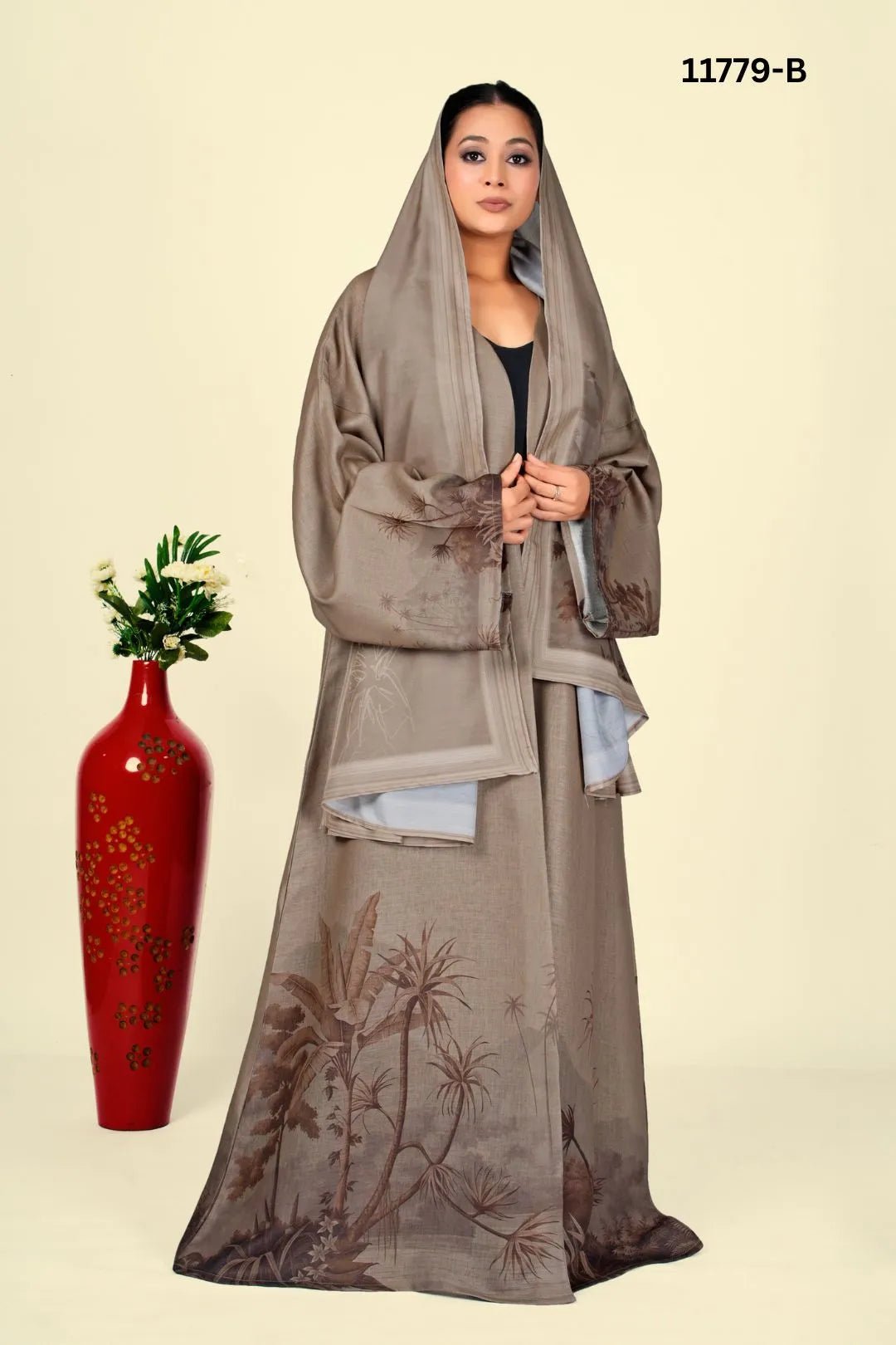 Linen Cotton Fabric Shrug in Teal Forest Whisper - غاجي والا إكسبورت Gajiwala Export