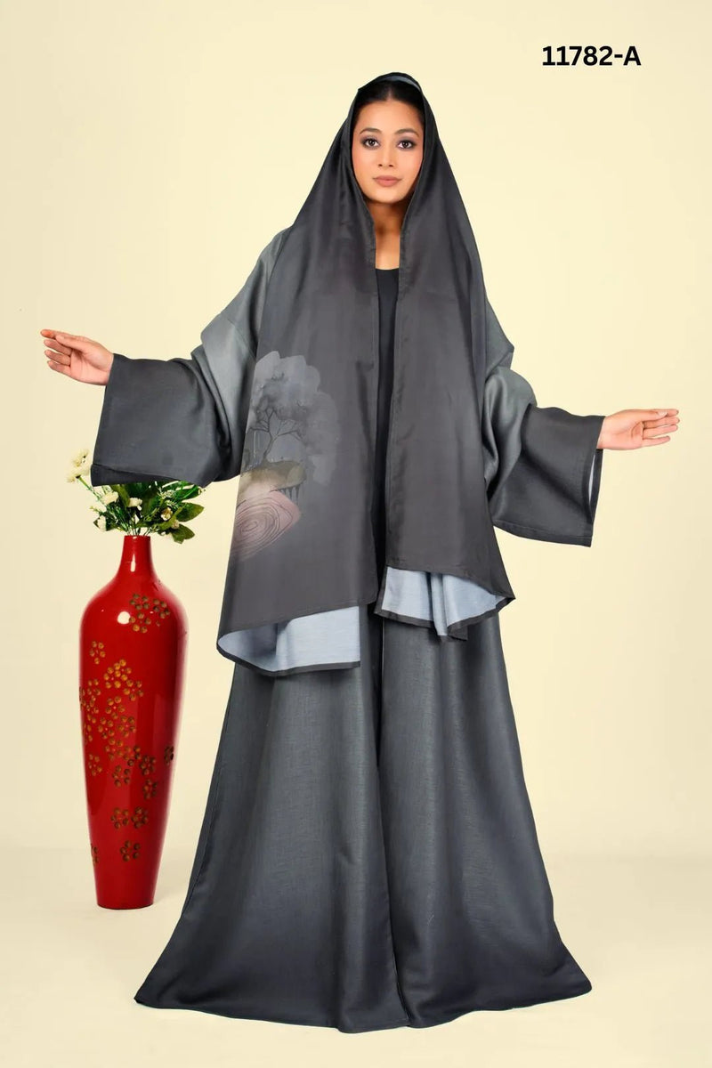 Linen Cotton Shrug in Charcoal Terrain For Women - غاجي والا إكسبورت Gajiwala Export