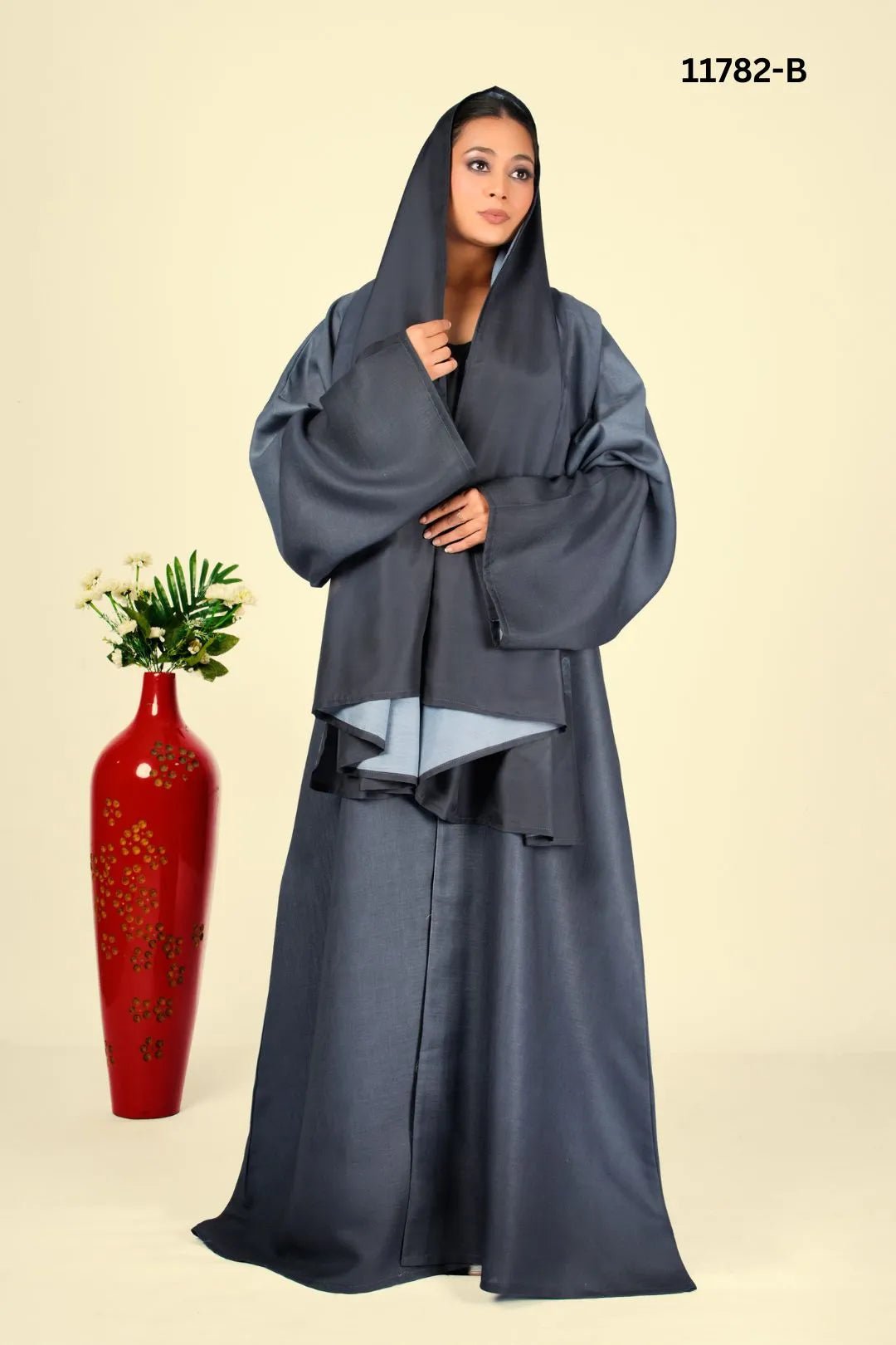 Linen Cotton Shrug in Charcoal Terrain For Women - غاجي والا إكسبورت Gajiwala Export