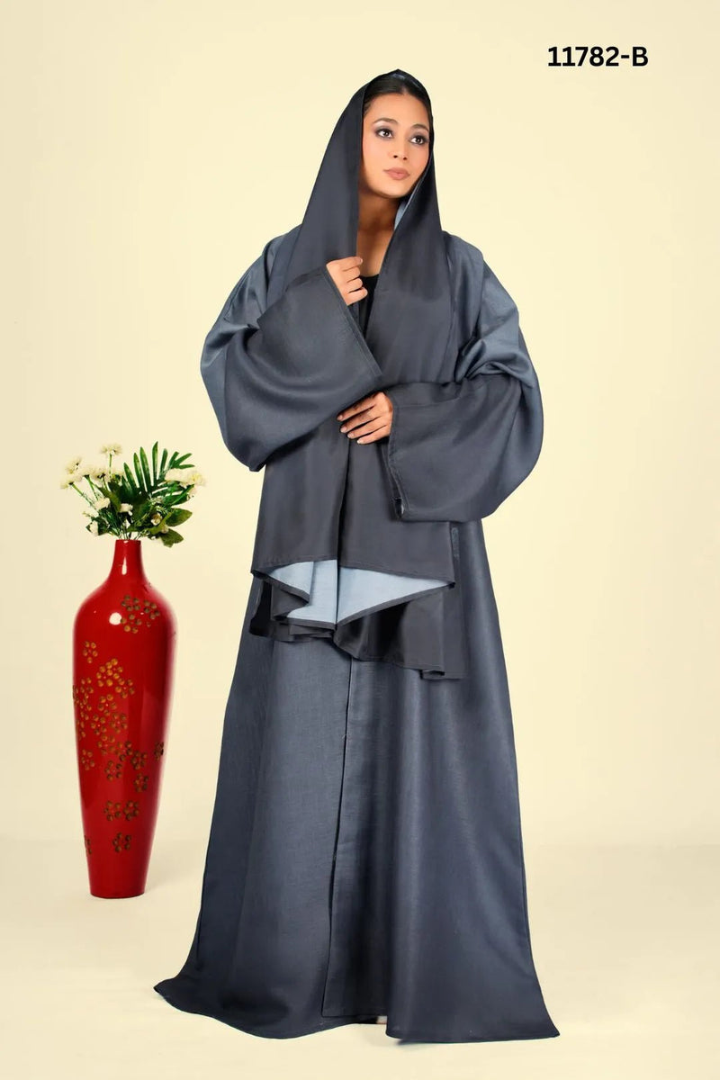 Linen Cotton Shrug in Charcoal Terrain For Women - غاجي والا إكسبورت Gajiwala Export