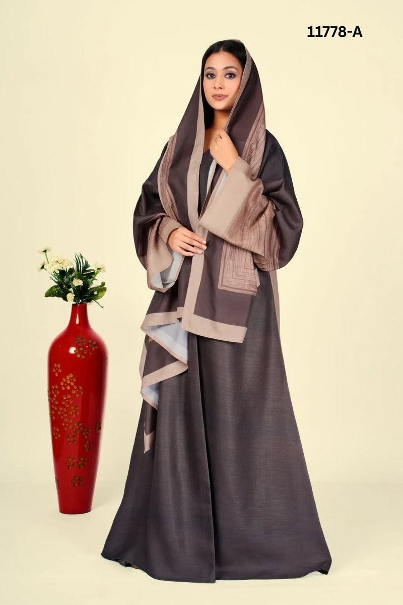 Linen Cotton Shrug in Cocoa Gradient Harmony - غاجي والا إكسبورت Gajiwala Export