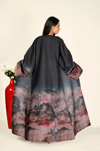 Linen Cotton Shrug with Artistic Brushscape Panels - غاجي والا إكسبورت Gajiwala Export