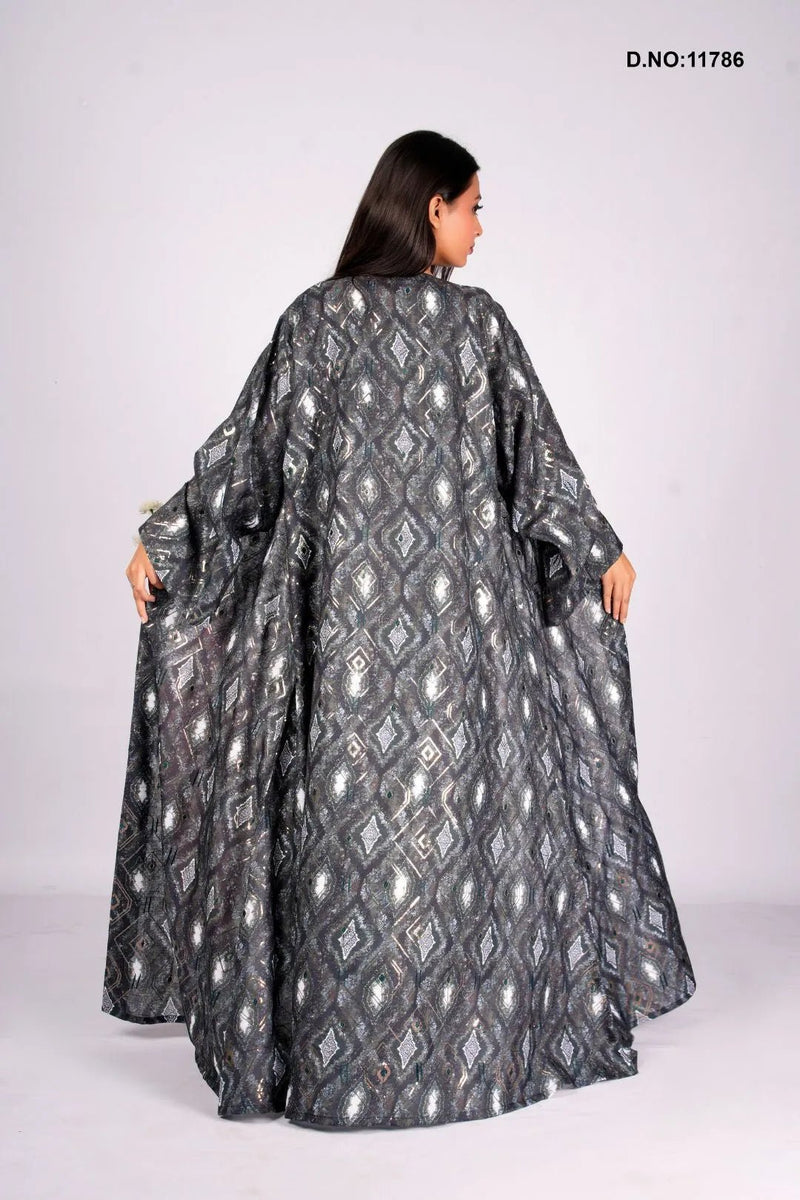 Linen Shrug in Monochrome Glint with Digital Print - غاجي والا إكسبورت Gajiwala Export
