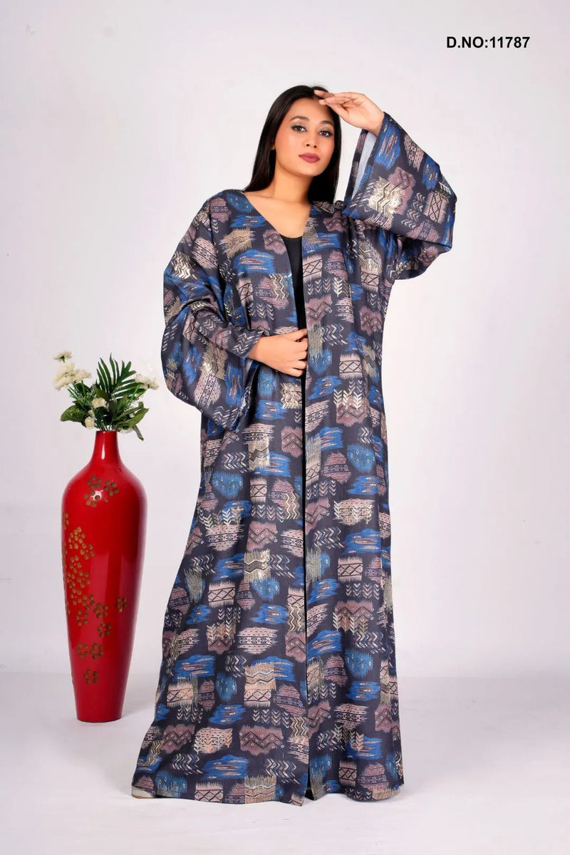 Linen Shrug in Mosaic Bloom with Embroidered Harmony - غاجي والا إكسبورت Gajiwala Export