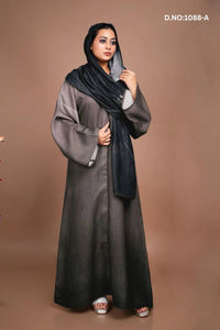 Linen Shrug in Smoky Ombre with Artistic Leaf Motif - غاجي والا إكسبورت Gajiwala Export