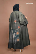 Linen Shrug in Smoky Ombre with Artistic Leaf Motif - غاجي والا إكسبورت Gajiwala Export