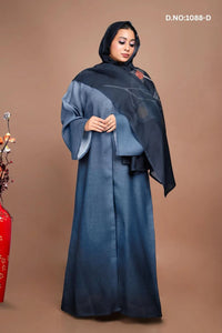 Linen Shrug in Smoky Ombre with Artistic Leaf Motif - غاجي والا إكسبورت Gajiwala Export