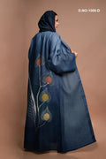 Linen Shrug in Smoky Ombre with Artistic Leaf Motif - غاجي والا إكسبورت Gajiwala Export