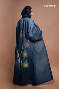 Linen Shrug in Smoky Ombre with Artistic Leaf Motif - غاجي والا إكسبورت Gajiwala Export