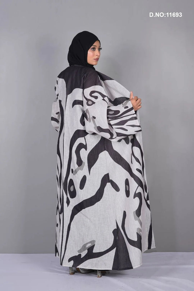 Linen Shrug with Abstract Digital Print Design - غاجي والا إكسبورت Gajiwala Export