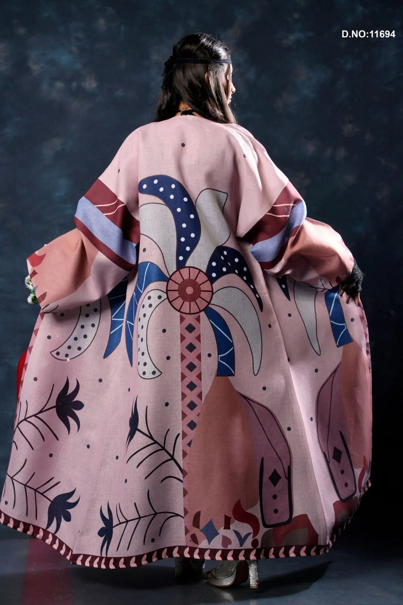 Linen Shrug with Artistic Digital Print Pattern - غاجي والا إكسبورت Gajiwala Export