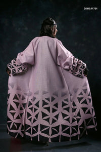 Linen Shrug with Geometric Digital Print Design