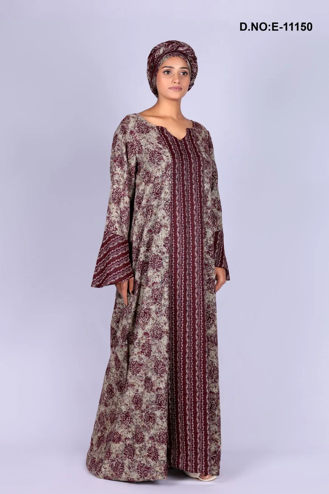 Long kaftan Gown with Rich Printed Stripes- غاجي والا إكسبورت Gajiwala Export