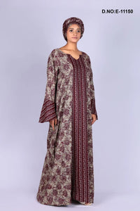 Long kaftan Gown with Rich Printed Stripes- غاجي والا إكسبورت Gajiwala Export