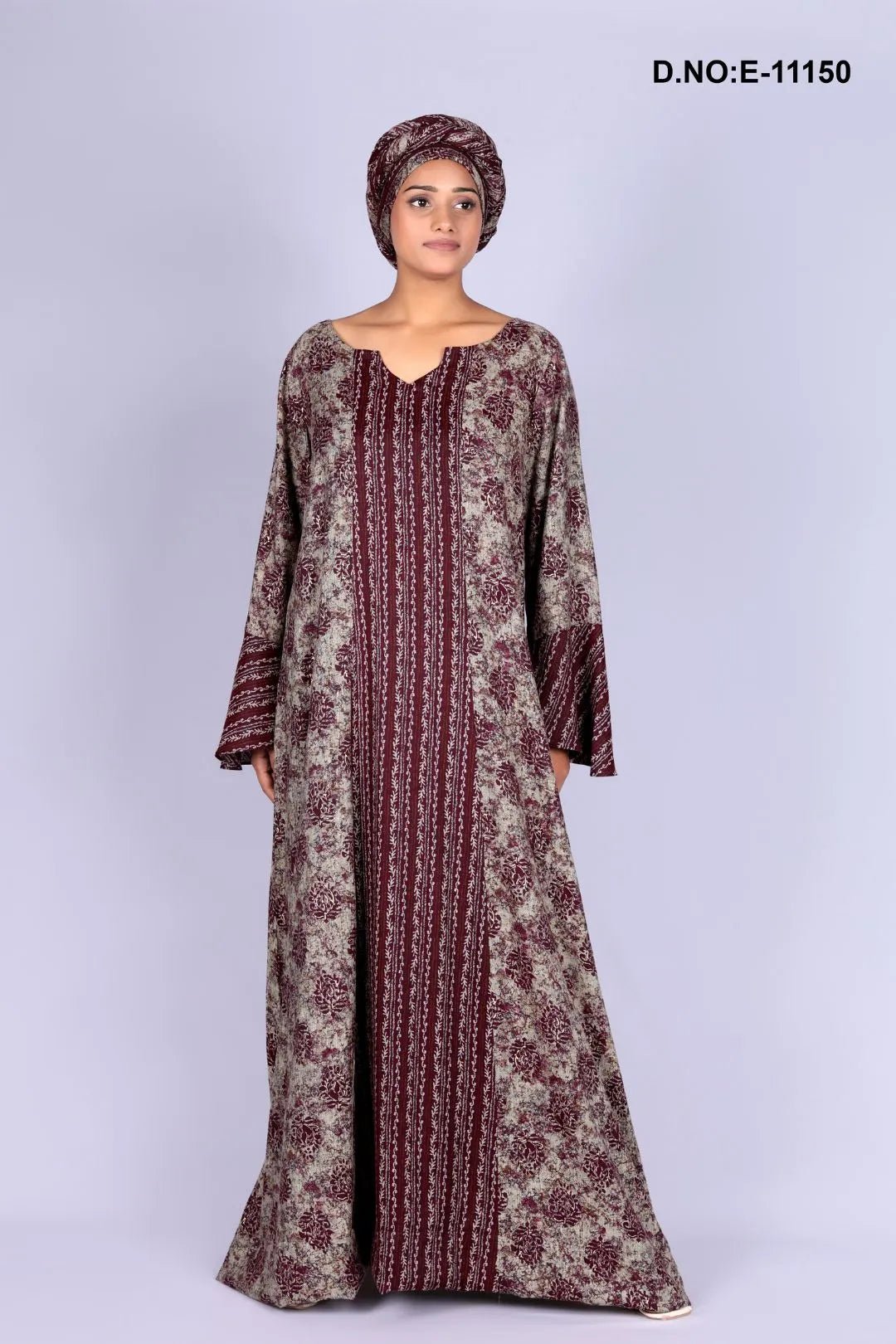 Long kaftan Gown with Rich Printed Stripes - غاجي والا إكسبورت Gajiwala Export
