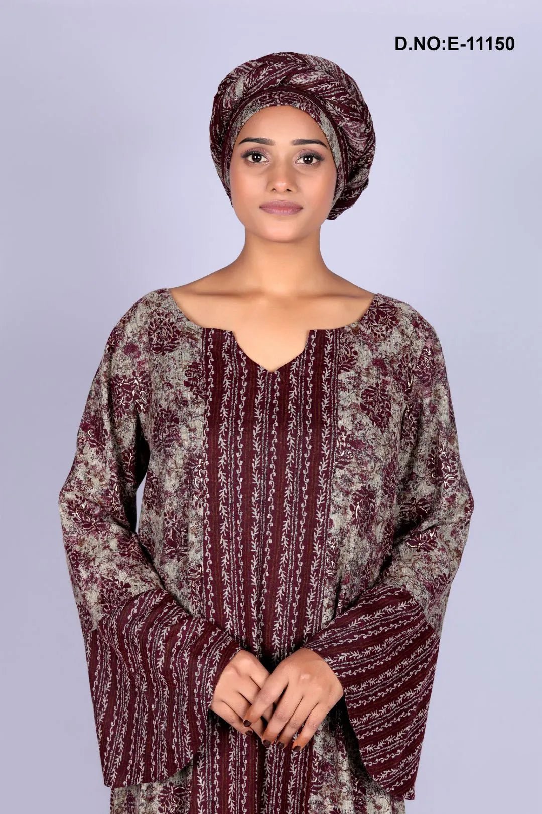 Long kaftan Gown with Rich Printed Stripes- غاجي والا إكسبورت Gajiwala Export