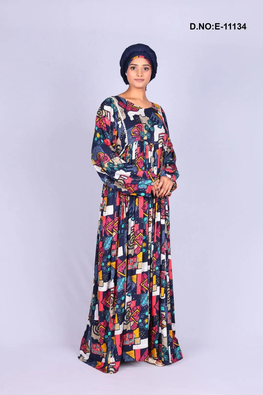 Long Kaftan with Bold Abstract Print For Women - غاجي والا إكسبورت Gajiwala Export