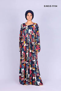 Long Kaftan with Bold Abstract Print For Women - غاجي والا إكسبورت Gajiwala Export