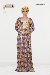 Long Kaftan with Bold Floral Print and Lace Yoke - غاجي والا إكسبورت Gajiwala Export