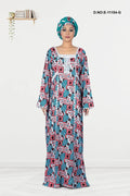 Long Kaftan with Bold Floral Print and Lace Yoke - غاجي والا إكسبورت Gajiwala Export