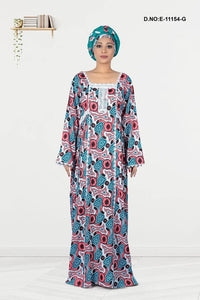 Long Kaftan with Bold Floral Print and Lace Yoke - غاجي والا إكسبورت Gajiwala Export