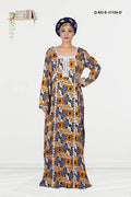 Long Kaftan with Bold Floral Print and Lace Yoke - غاجي والا إكسبورت Gajiwala Export