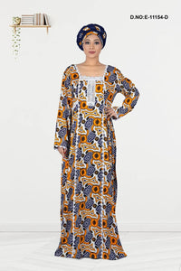 Long Kaftan with Bold Floral Print and Lace Yoke - غاجي والا إكسبورت Gajiwala Export