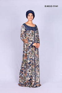 Long Kaftan with Bold Floral Print and Piping - غاجي والا إكسبورت Gajiwala Export