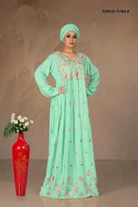Long Kaftan with Intricate Floral Embroidery - غاجي والا إكسبورت Gajiwala Export