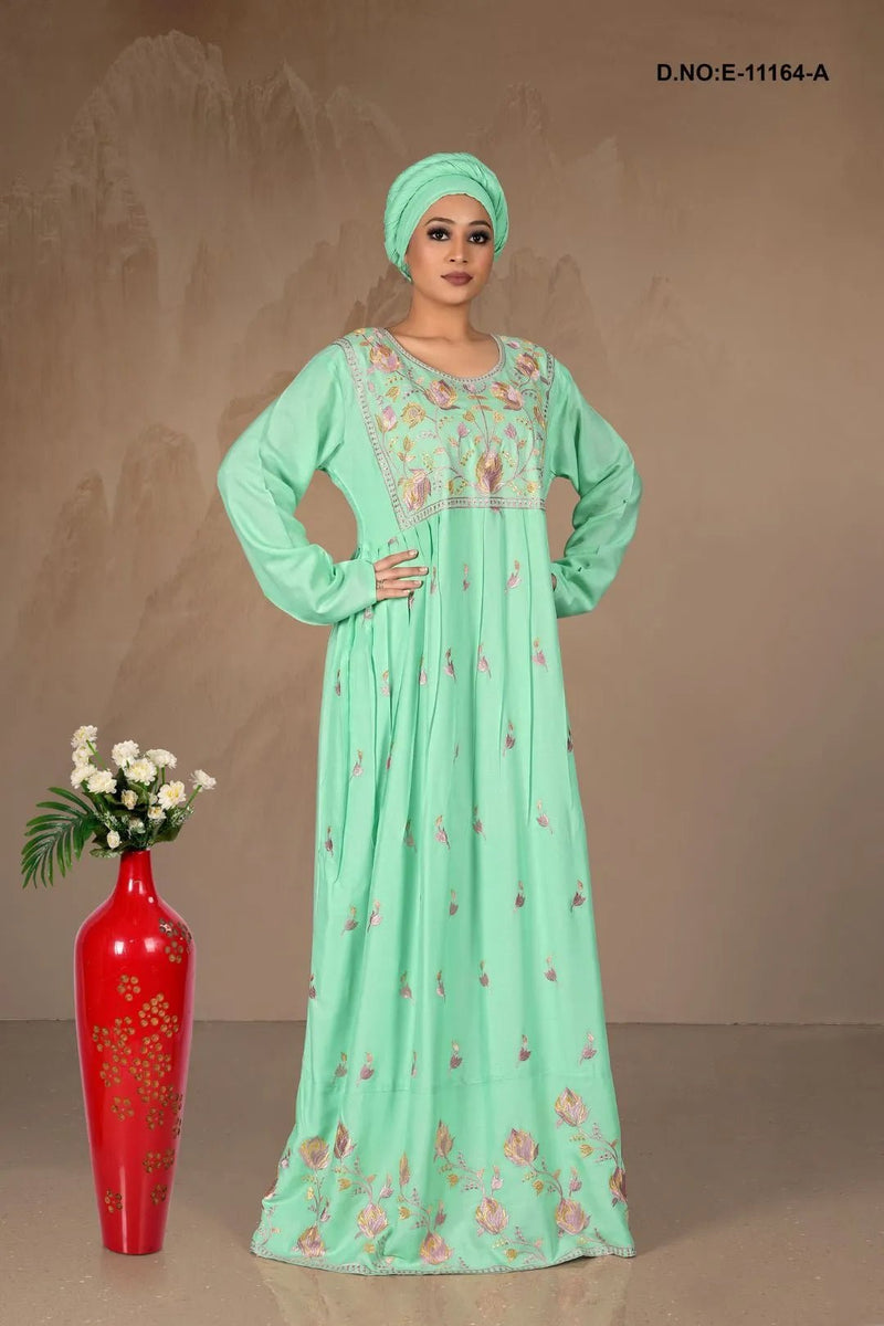 Long Kaftan with Intricate Floral Embroidery - غاجي والا إكسبورت Gajiwala Export