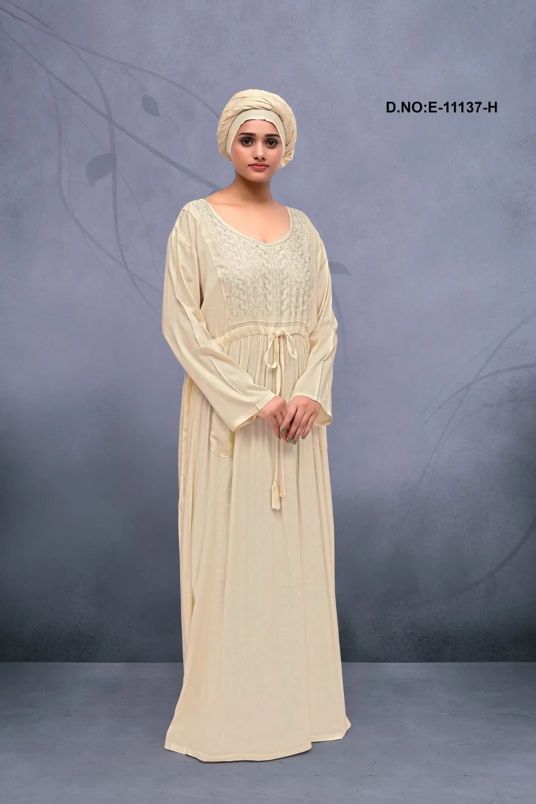 Long Kaftan with Intricate Metallic Yoke Detail - غاجي والا إكسبورت Gajiwala Export