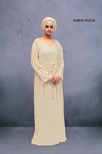 Long Kaftan with Intricate Metallic Yoke Detail - غاجي والا إكسبورت Gajiwala Export